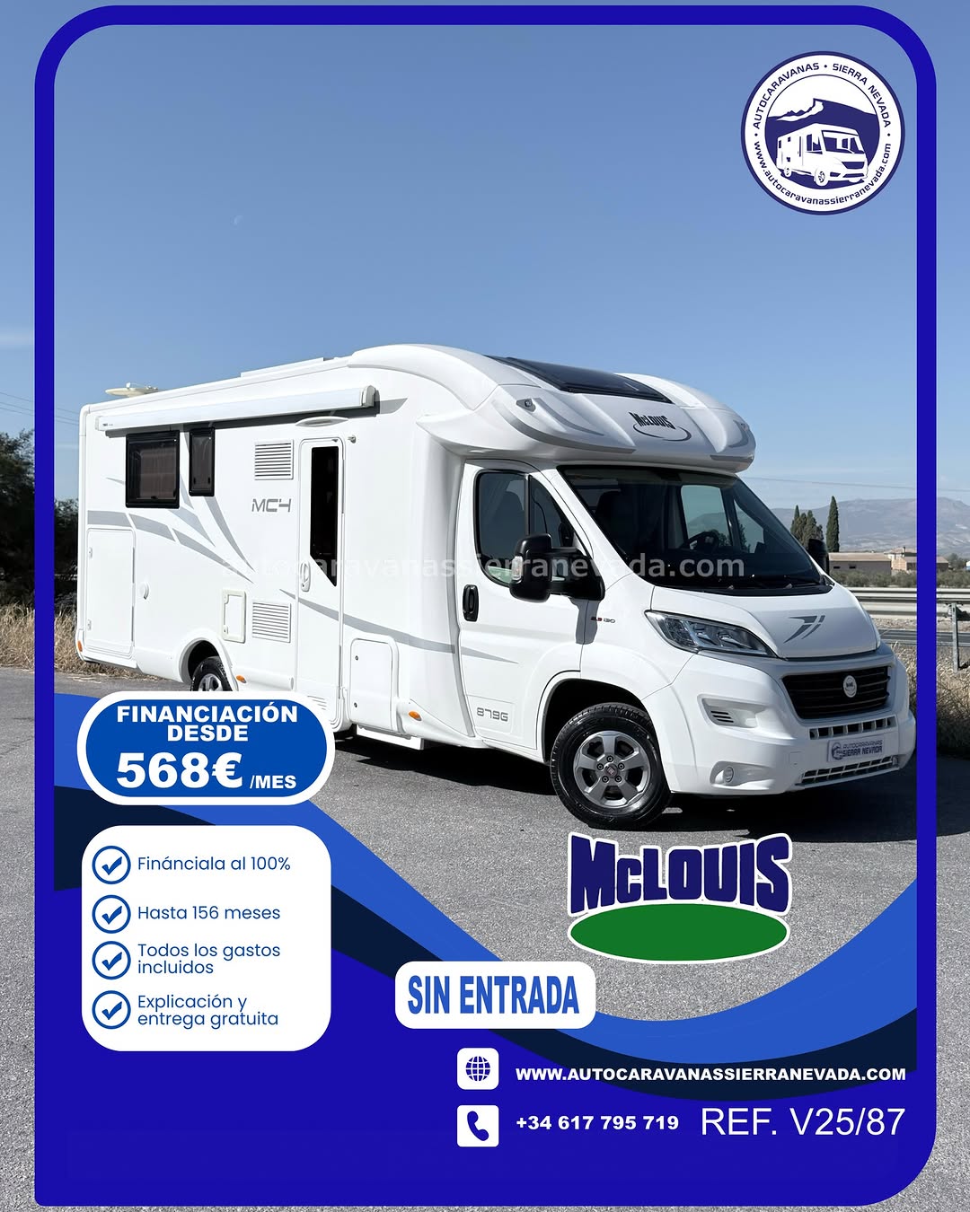 PERFILADA MCLOUIS MC4 879G Autocaravanas Sierra Nevada empresa con más de 20 años de experiencia en el sector de venta de ocasión os ofrece esta magnífica casa rodante.🗣️👉 Para más información o precio 💵 consulté en nuestra página web www.autocaravanassierranevada.com ➡️🌐💻 o haga click👉🖱️ en nuestro enlace ⬇️👇 https://autocaravanassierranevada.com/listings/mclouis-mc4-879g/ ¿Quieres pagar a plazos? Llama y te informamos sin compromiso 📞617795719 📞621251555 EQUIPAMIENTO Y EXTRAS 👇 TIPO DE VEHICULO: AUTOCARAVANA PERFILADA MOTOR: Fiat Ducato 2.3 Multijet 130cv AÑO: 2019 KM: 50.000 Medidas exteriores: 7,40m x 2,90m Plazas viajar: 5 Extras y Equipamiento: * Medida maletero con doble portón: (2,20m x 1,10m x 1,10m) * Camas (Colgante eléctrica en salón/Isla elevable/Salón Convertible) * Suspensión Neumática - Aire acondicionado de motor - AirBag(conductor y copiloto) - Velocidad de Crucero - Cierre centralizado - Espejos eléctricos - Elevalunas eléctricos - Radio (USB-CD-BT-AUX) - Camara de Visión trasera - Asientos giratorios - Oscurecedores REMIS en cabina completa - Mosquiteras en ventanas ,claraboyas y puerta principal - Claraboyas transparentes y Claraboya panorámica xxl en cabina - TruboVent - Frigo THETFORD (220v, Gas, 12v, Auto) 149L capacidad - Ducha con mampara separada de aseo - Baterías de 100ah. - Placa solar de 100w. - Calefacción Truma Combi - Tv 12v. (TDT-HDMI-USB-DVD) - Escalón de doble peldaño integrado - Toldo THULE de 4m. - Portabicis para 2 - Neumáticos reforzados especial camper #autocaravanasgranada #autocaravanaocasion #autocaravanasdeocasion #ventaautocaravana #compraautocaravana #autocaravanabarata #caravaningandalucia #autocaravanasur #granadaturismo #granadaocasion #andaluciavanlife #vanlife #camperlife #motorhome #campervan #viajarenautocaravana #caravaninglife #aventuraenruta #viajeslibres #escapadarural #naturalezaylibertad #viajarporelmundo #rutavanlife #descubreespaña