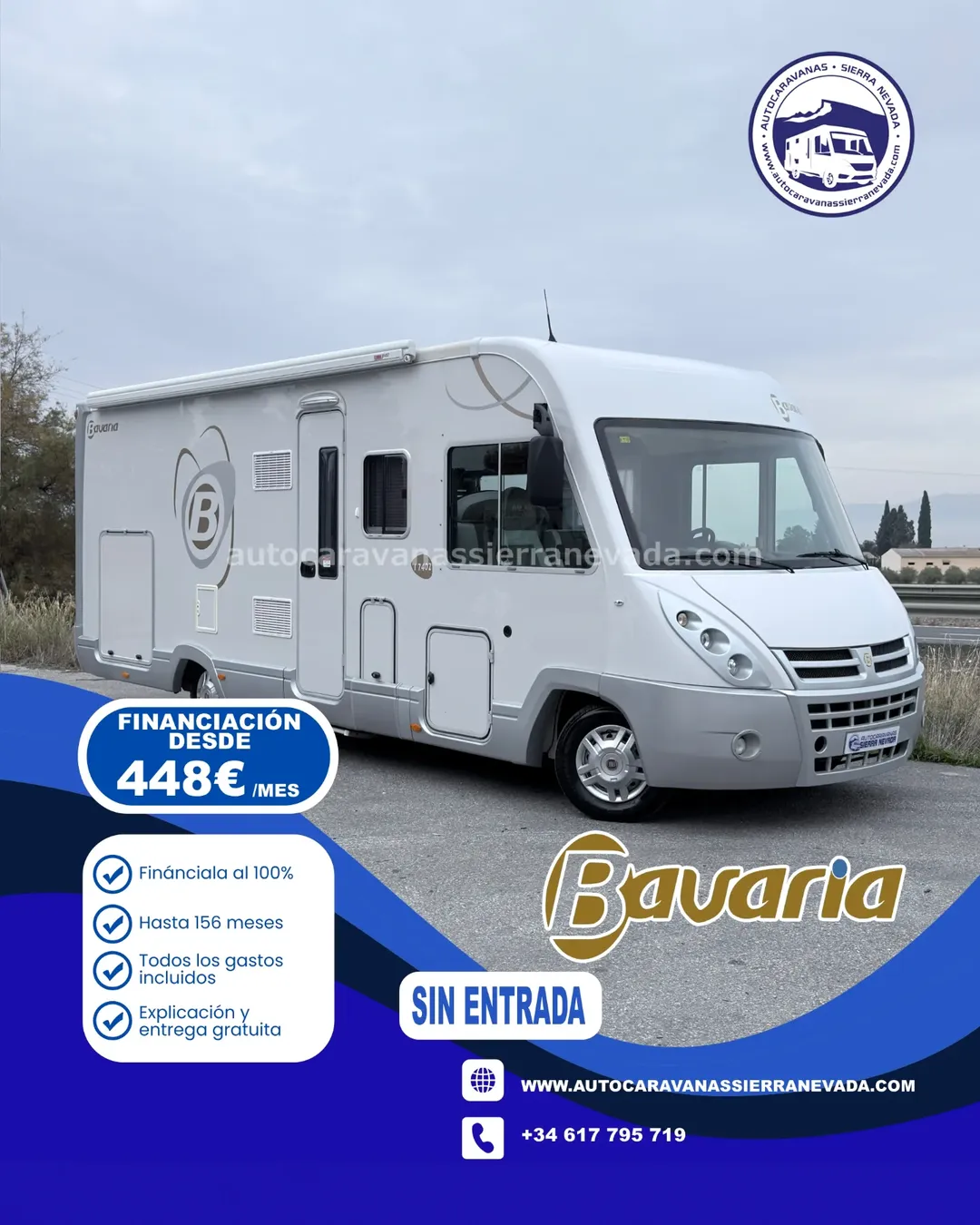 AUTOCARAVANA INTEGRAL BAVARIA I7402

Autocaravanas Sierra Nevada empresa con más de 20 años de experiencia en el sector de venta de ocasión os ofrece esta magnífica casa rodante.🗣️👉 Para más información o precio 💵 consulté en nuestra página web

www.autocaravanassierranevada.com

➡️🌐💻 o haga click👉🖱️ en nuestro enlace ⬇️👇

https://autocaravanassierranevada.com/listings/babaria-i7402/

MOTOR: FIAT DUCATO 2.3 MULTIJET 130 CV
AÑO: 2010
KM: 80.000
Medidas exteriores: 7,40m x 2,90m
Plazas: 4

Extras y Equipamiento:

- Medida maletero con doble acceso: (2,15m x 1,40m x 1,00m)
-Camas (Isla lateral/colgante en cabina)
-Chasis ALKO
-Suspensión neumática (con muelles y amortiguadores reforzados)

-Aire acondicionado de motor
-Cierre centralizado (en cabina)
-Espejos eléctricos
-Elevalunas eléctricos (en conductor)
-Equipo multimedia
-Asientos giratorios
-Oscurecedores REMIS en cabina completa
-Mosquiteras en ventanas, claraboyas y puerta principal
- Claraboyas transpararentes y claraboya XXL en salón
-Frigo DOMETIC (220 c, Gas, 12v, Auto) 150 L capacidad
-Horno a Gas
-Extractor de humos
-Ducha con mampara separada de aseo
-Batería AGM de 100ah
-Placa solar de 100w Calefacción ALDE
-TV 12
-Escalón eléctrico de aluminio
-Toldo FIAMMA de 4,5m
-Ducha exterior
-Maleteros con acceso doble suelo
- Neumáticos reforzados especial camper.

www.autocaravanassierranevada.com

#autocaravanasgranada
#autocaravanaocasion
#autocaravanasdeocasion