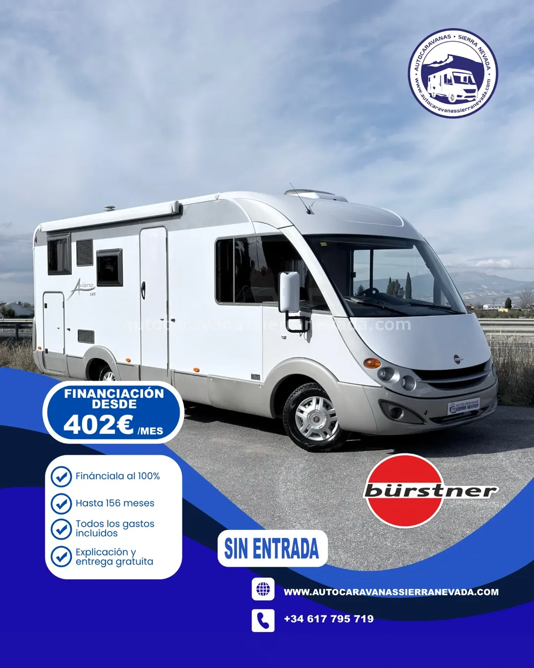 AUTOCARAVANA INTEGRAL BURSTNER AVIANO I675 En Autocaravanas Sierra Nevada llevamos más de 20 años ayudando a nuestros clientes a cumplir el sueño de viajar con libertad. Nacimos en 2004 con una idea clara: ofrecer autocaravanas de segunda mano en estado impecable, seleccionadas con exigencia y revisadas con el máximo detalle. Cada vehículo pasa por una revisión exhaustiva de más de 30 puntos, realizada por técnicos especializados que garantizan su perfecto funcionamiento. Cada vehículo es revisado y reacondicionado a fondo, cuidando cada detalle para que luzca, funcione y se sienta como nuevo, preparado para ofrecer años de fiabilidad y disfrute. Para más información o precio 💵 consulté en nuestra web www.autocaravanassierranevada.com o haga click 👉🖱️ en nuestro enlace ⬇️👇 https://autocaravanassierranevada.com/listings/25-100-burstner-aviano-i675/ ¿Quieres pagar a plazos? Llama y te informamos sin compromiso 📞617 79 57 19 📞687 85 35 11 EQUIPAMIENTO Y EXTRAS 👇 MOTOR: FIAT DUCATO 3.0 MULTIJET 160cv AÑO: 2008 KM: 62.000 Medidas exteriores: 6,90m x 2,90m Plazas: 4 EXTRAS Y EQUIPAMIENTO -Medida maletero con doble acceso: ( 2,10m x 1,10m x 1,20m) -Camas (Transversal/Colgante en cabina) - Aire acondicionado de motor - Espejos eléctricos - Equipo multimedia - Asientos giratorios - Oscurecedores REMIS en cabina completa - Mosquiteras en ventanas, claraboyas y puerta principal - Claraboyas transparentes y claraboya XXL en salón - Frigo DOMETIC (220v, Gas, 12v, Auto) 150L capacidad - Extractor de humos - Ducha con mampara dentro de aseo - Batería de 95ah - Calefacción Trumatic c - TV 12 V - Escalón eléctrico de aluminio - Toldo THULE de 4m - Neumáticos reforzados especial camper https://autocaravanassierranevada.com/ #autocaravanasgranada #autocaravanaocasion #autocaravanasdeocasion