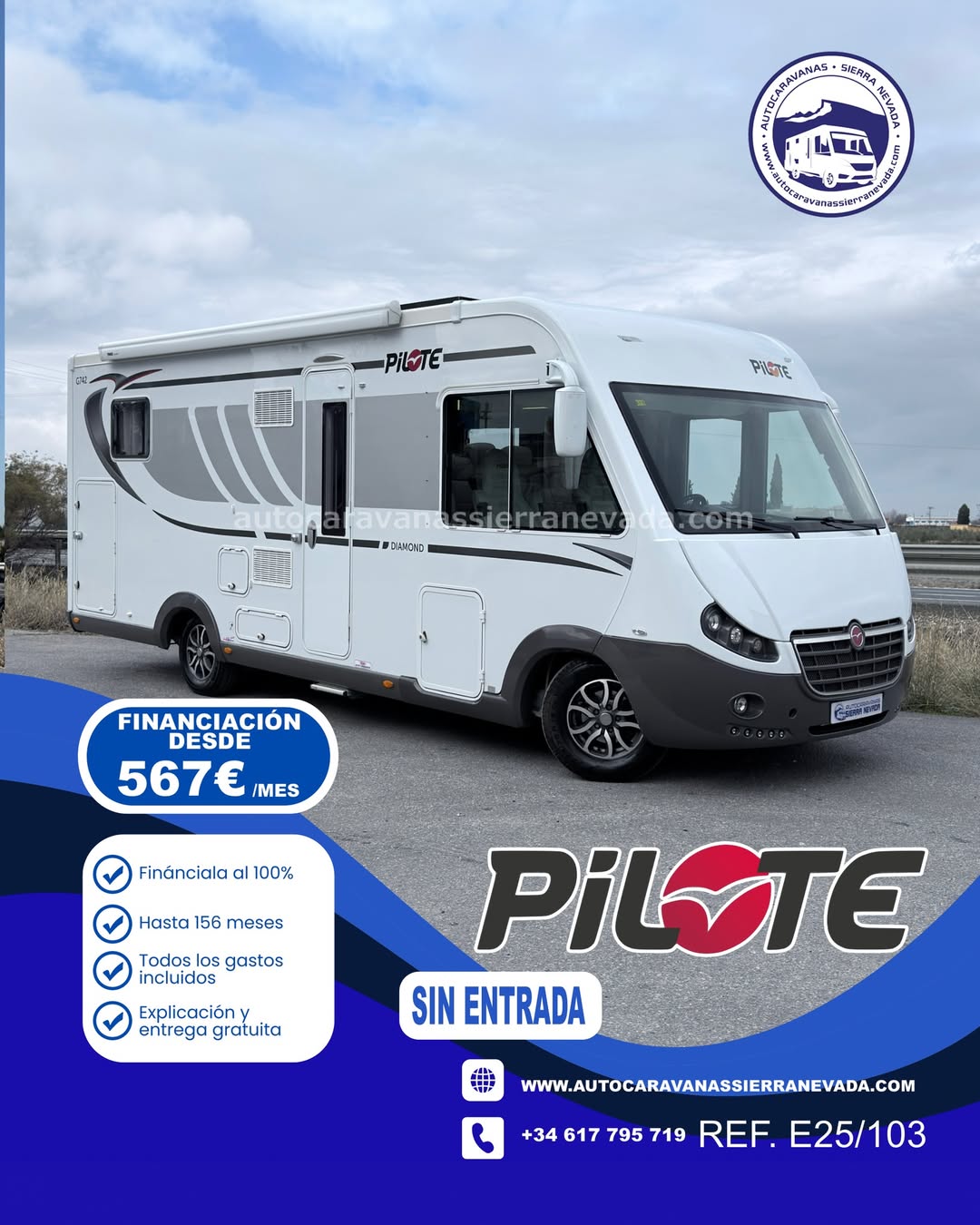 AUTOCARAVANA INTEGRAL PILOTE DIAMOND G742 Autocaravanas Sierra Nevada empresa con más de 20 años de experiencia en el sector de venta de ocasión os ofrece esta magnífica casa rodante.🗣️👉 Para más información o precio 💵 consulté en nuestra página web www.autocaravanassierranevada.com ➡️🌐💻 o haga click👉🖱️ en nuestro enlace ⬇️👇 https://autocaravanassierranevada.com/listings/pilote-diamond-g742/ ¿Quieres pagar a plazos? Llama y te informamos sin compromiso 📞617 79 57 19 📞687 85 35 11 EQUIPAMIENTO Y EXTRAS 👇 INTEGRAL PILOTE DIAMOND G742 MOTOR: FIAT DUCATO 3.0 MULTIJET 180cv AÑO: 2015 KM: 127.000 Medidas exteriores: 7,40m x 2,90m Plazas: 5 viajar Extras y Equipamiento: * CARNER C * Medida maletero con doble acceso: (2,20m x 1,00m x 1,20m) * Camas (Isla elevable eléctrica /Colgante en Cabina) * Suspensión Neumática * Chasis ALKO * CADENA DE DISTRIBUCIÓN * M.M.A 4.250kg - Aire acondicionado de motor - AirBag(conductor y copiloto) - Velocidad de Crucero - Cierre centralizado - Espejos eléctricos - Elevalunas eléctricos solo conductor - Radio (2DIN-CD-USB-*BT) - Camara de Visión trasera - Asientos Giratorios - Persiana eléctrica en luna y Remis en laterales de cabina - Mosquiteras en ventanas, claraboyas y puerta principal - Claraboyas transparentes y Claraboya xxl en salón - Frigo DOMETIC (220v, Gas, 12v, Auto) 160L capacidad - Horno a gas - Extractor de humos - Ducha con mampara separada de aseo - Batería AGM de 90ah. - 2 Placa solar de 100w. - Calefacción ALDE - TV 12v(HDMI-TDT-USB-DVD) - Escalón eléctrico de aluminio - Toldo THULE de 3m. - Patas estabilizadoras - Portabicis para 2 - 4 Cierres de seguridad - Ducha exterior - Maleteros laterales con acceso a doble suelo - Neumáticos reforzados especial camper #autocaravanasgranada #autocaravanaocasion #autocaravanasdeocasion #ventaautocaravana #compraautocaravana #autocaravanabarata #caravaningandalucia #autocaravanasur #granadaturismo #granadaocasion #andaluciavanlife #vanlife #camperlife #motorhome #campervan #viajarenautocaravana #caravaninglife #aventuraenruta #viajeslibres #escapadarural #naturalezaylibertad #viajarporelmundo #rutavanlife #descubreespaña