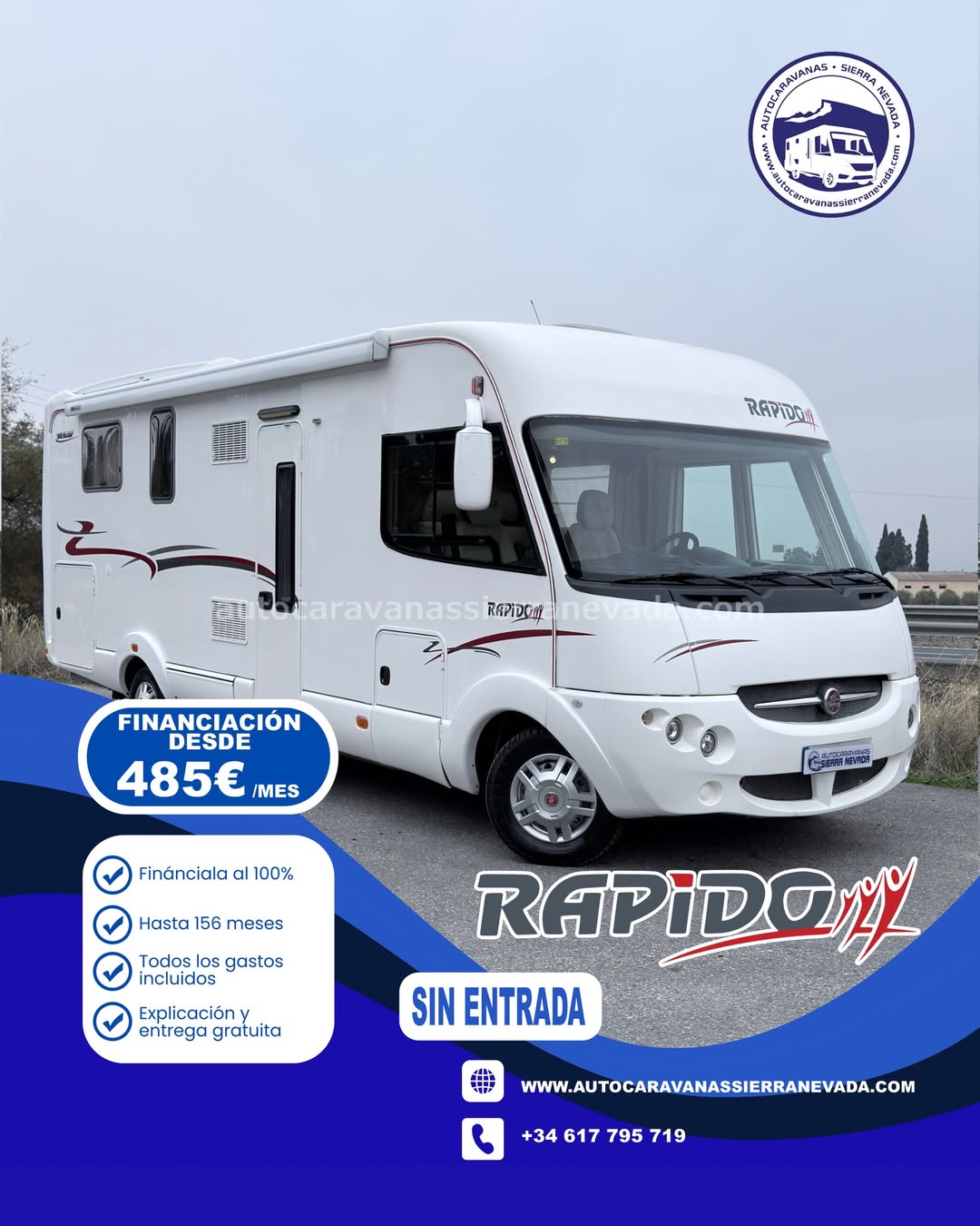 AUTOCARAVANA INTEGRAL RAPIDO 9092DF Autocaravanas Sierra Nevada empresa con más de 20 años de experiencia en el sector de venta de ocasión os ofrece esta magnífica casa rodante.🗣️👉 Para más información o precio 💵 consulté en nuestra página web www.autocaravanassierranevada.com ➡️🌐💻 o haga click👉🖱️ en nuestro enlace ⬇️👇 https://autocaravanassierranevada.com/listings/rapido-9092df-e25-73/ ¿Quieres pagar a plazos? Llama y te informamos sin compromiso 📞617 79 57 19 📞687 85 35 11 EQUIPAMIENTO Y EXTRAS 👇 INTEGRAL RAPIDO 9092DF MOTOR: FIAT DUCATO 3.0 MULTIJET 160cv AÑO: 2010 KM: 83.000 Medidas exteriores: 7,30m x 2,90m Plazas: 4 Extras y Equipamiento: * Medida maletero con doble acceso: (2,15m x 1,15m x 1,00m) * Camas (Isla /Colgante en cabina) * CADENA DE DISTRIBUCIÓN * Chasis ALKO * Muelles reforzazos en suspesión delantera NUEVOS - Aire acondicionado de motor - AirBag(conductor) - Velocidad de Crucero - Cierre Centralizado - Espejos eléctricos - Elevalunas eléctricos solo conductor - Radio (2DIN-CD-USB-SD-AUX) - Asientos Giratorios - Oscurecedores REMIS en cabina completa - Mosquiteras en ventanas, claraboyas y puerta principal - Claraboyas transparentes y Claraboya xxl en salón - Aire Acondicionado a 220v - Frigo DOMETIC (220v, Gas, 12v, Auto) 150L capacidad - Horno a gas - Extractor de Humos - Ducha con mampara separada de aseo - Batería de 95ah. - Placa solar de 100w - Calefacción Truma Combi - Escalón doble peldaño integrado - Toldo THULE de 4,5m. - Baca de aluminio - Patas estabilizadoras - Portabicis para 2 - Ducha exterior - Maleteros laterales - Neumáticos reforzados especial camper www.autocaravanassierranevada.com #autocaravanasgranada #autocaravanaocasion #autocaravanasdeocasion #ventaautocaravana #compraautocaravana #autocaravanabarata #caravaningandalucia #autocaravanasur #granadaturismo #granadaocasion #andaluciavanlife #vanlife #camperlife #motorhome #campervan #viajarenautocaravana #caravaninglife #aventuraenruta #viajeslibres #escapadarural #naturalezaylibertad #viajarporelmundo #rutavanlife #descubreespaña