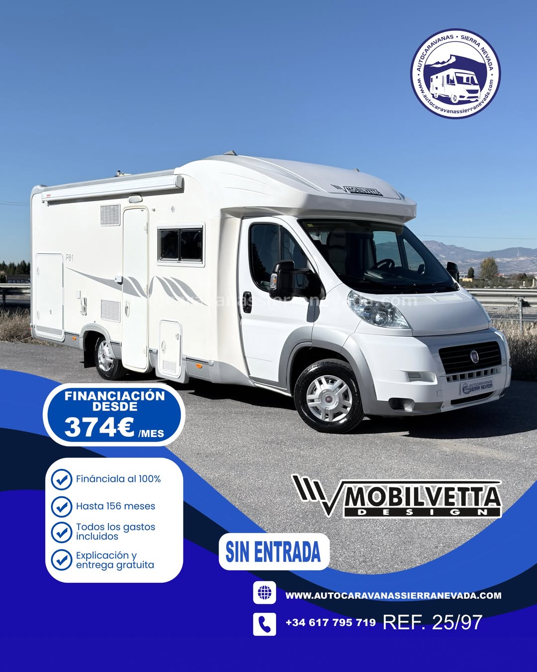 PERFILADA MOBILVETTA KEA P81 Autocaravanas Sierra Nevada empresa con más de 20 años de experiencia en el sector de venta de ocasión os ofrece esta magnífica casa rodante.🗣️👉 Para más información o precio 💵 consulté en nuestra página web www.autocaravanassierranevada.com ➡️🌐💻 o haga click👉🖱️ en nuestro enlace ⬇️👇 https://autocaravanassierranevada.com/listings/mobilvetta-kea-p81/ ¿Quieres pagar a plazos? Llama y te informamos sin compromiso 📞617 79 57 19 📞687 85 35 11 EQUIPAMIENTO Y EXTRAS 👇 MOTOR: FIAT DUCATO 2.3 MULTIJET 130CV AÑO: 2009 KM: 83.000 Medidas exteriores: 7,30m x 2,70m Plazas: 4 Extras y Equipamiento: * Medida maletero con doble acceso: (2,20m x 1,40m x 0,80m) * Camas (Transversal /Salón Convertible) * Salón face to face - Aire acondicionado de motor - AirBag(conductor) - ASR - Cierre centralizado en cabina - Espejos eléctricos - Elevalunas eléctricos - Radio (CD-AXU) - Camara de Visión trasera - Mosquiteras en ventanas, claraboyas - Claraboya xxl en salón - Frigo DOMETIC (220v, Gas, 12v, Auto) 150L capacidad - Extractor de humos - Ducha con mampara dentro de aseo - Baterías de 100ah. - Placa solar de 100w. - Calefacción WEBASTO a gasoil - TV 12v - Escalón doble peldaño integrado - Toldo TRISTOR de 3m. - Portabicis para 3 - Neumáticos reforzados especial camper www.autocaravanassierranevada.com #autocaravanasgranada #autocaravanaocasion #autocaravanasdeocasion #ventaautocaravana #compraautocaravana #autocaravanabarata #caravaningandalucia #autocaravanasur #granadaturismo #granadaocasion #andaluciavanlife #vanlife #camperlife #motorhome #campervan #viajarenautocaravana #caravaninglife #aventuraenruta #viajeslibres #escapadarural #naturalezaylibertad #viajarporelmundo #rutavanlife #descubreespaña