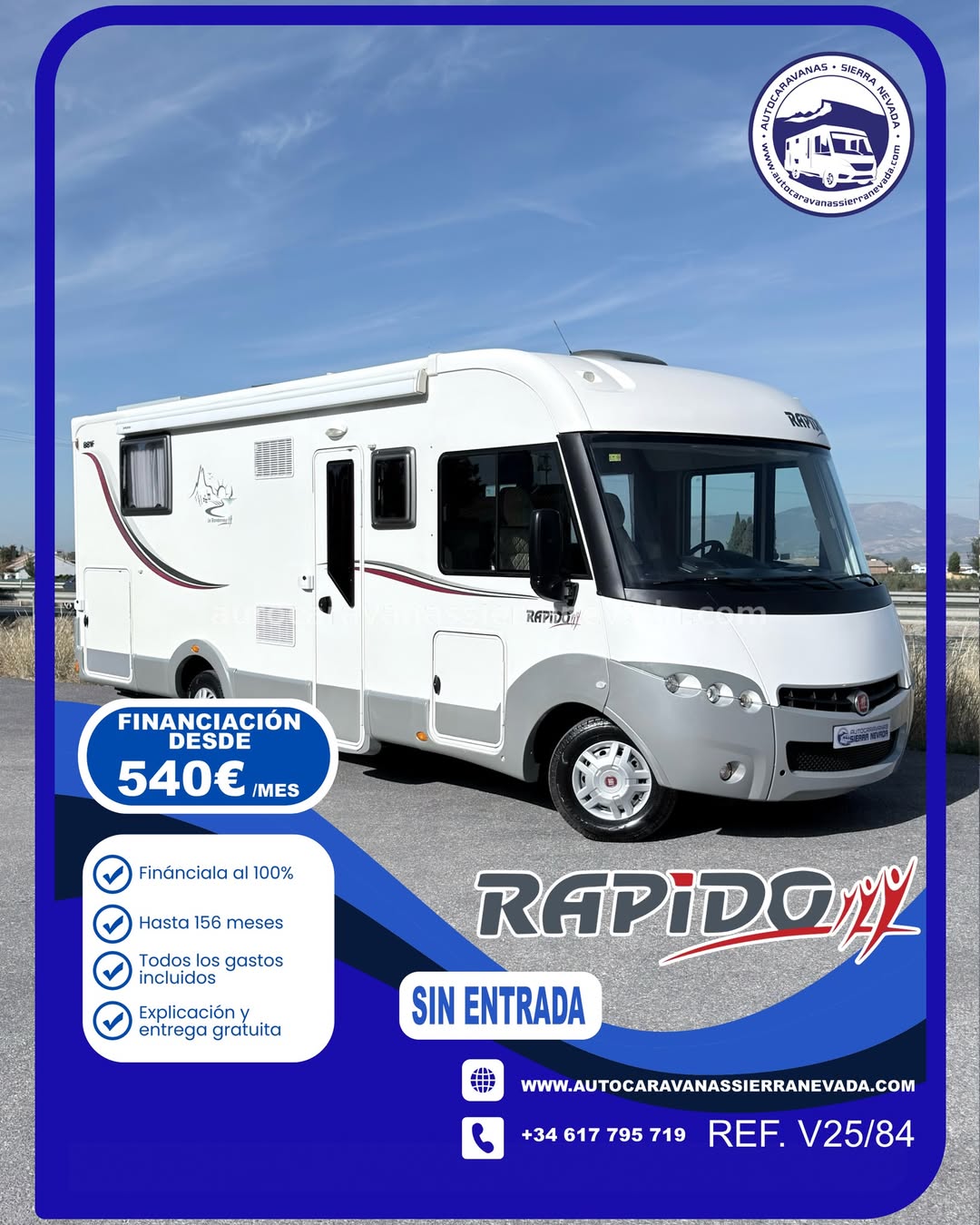 RAPIDO 881F Autocaravanas Sierra Nevada empresa con más de 20 años de experiencia en el sector de venta de ocasión os ofrece esta magnífica casa rodante.🗣️👉 Para más información o precio 💵 consulté en nuestra página web www.autocaravanassierranevada.com ➡️🌐💻 o haga click👉🖱️ en nuestro enlace ⬇️👇 https://autocaravanassierranevada.com/listings/rapido-881f-2/ ¿Quieres pagar a plazos? Llama y te informamos sin compromiso 📞617795719 📞621251555 EQUIPAMIENTO Y EXTRAS 👇 MOTOR: Fiat Ducato 2.3 MultiJet 130cv AÑO: 2014 KM: 67.000 Medidas: 7,30m x 3,00m Plazas viajar: 4 Plazas dormir: 4 * Medida Garaje con doble portón : (2,20m x 1,10m x 1,00m) * Camas (Isla/ Colgante en cabina) Extras: - Aire acondicionado(de motor) - AirBag ( conductor y copiloto) - Velocidad de Crucero - Cierre centralizado - Espejos eléctricos - Elevalunas eléctricos (sólo conductor) - Radio (USB-BT-CD-SD-AUX) - Asientos giratorios - Oscurecedores REMIS en cabina completa - Mosquiteras en ventanas, claraboyas y puerta principal - Claraboyas transparentes y Claraboya xxl en salón - Frigo DOMETIC (220v, Gas, 12v, Auto) 160L capacidad - Horno - Extractor de humos - Ducha con mampara separada de aseo - Batería de 100ah. - Placa solar de 100w. - Calefacción Truma Combi y Truma Combi E - Escalón de doble peldaño integrado - Toldo PROSTOR de 4m. - Portabicis CARRY BIKE para 3 - 4 Cierres de seguridad - Ducha exterior -Neumáticos reforzados marca CONTINENTAL especial camper #autocaravanasgranada #autocaravanaocasion #autocaravanasdeocasion #ventaautocaravana #compraautocaravana #autocaravanabarata #caravaningandalucia #autocaravanasur #granadaturismo #granadaocasion #andaluciavanlife #vanlife #camperlife #motorhome #campervan #viajarenautocaravana #caravaninglife #aventuraenruta #viajeslibres #escapadarural #naturalezaylibertad #viajarporelmundo #rutavanlife #descubreespaña #autocaravanaspain
