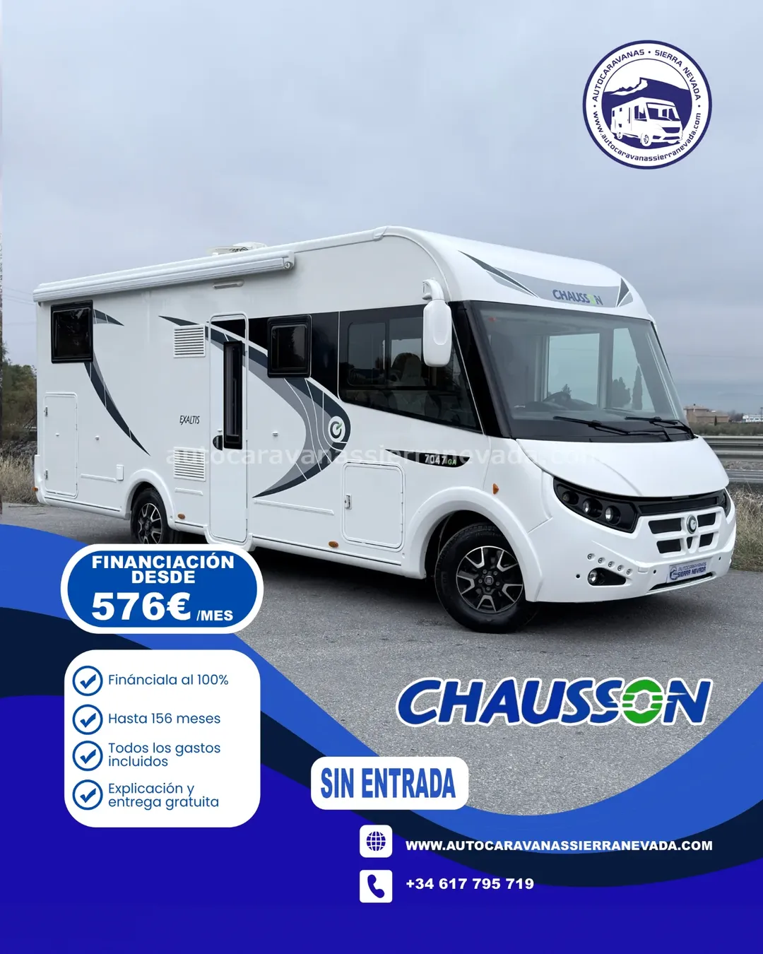 𝐀𝐔𝐓𝐎𝐂𝐀𝐑𝐀𝐕𝐀𝐍𝐀 𝐈𝐍𝐓𝐄𝐆𝐑𝐀𝐋 𝐂𝐇𝐀𝐔𝐒𝐒𝐎𝐍 𝟕𝟎𝟒𝟕𝐆𝐀 Autocaravanas Sierra Nevada empresa con más de 20 años de experiencia en el sector de venta de ocasión os ofrece esta magnífica casa rodante.🗣️👉 Para más información o precio 💵 consulté en nuestra página web www.autocaravanassierranevada.com ➡️🌐💻 o haga click👉🖱️ en nuestro enlace ⬇️👇 https://autocaravanassierranevada.com/listings/chausson-7047ga-v25-105/ ¿Quieres pagar a plazos? Llama y te informamos sin compromiso 📞617 79 57 19 📞687 85 35 11 EQUIPAMIENTO Y EXTRAS 👇 MOTOR: FIAT DUCATO 2.3 MULTIJET 130cv AÑO: 2019 KM: 8.000 Medidas exteriores: 7,40m x 3,00M Plazas: 4 *Medida maletero con doble acceso: (2,1Sm x 0,90m x 1,35m) *Camas (Gemelas Convertibles /Colgante en cabina) * SALÓN FACE TO FACE -Aire acondicionado de motor -AirBag(conductor y copiloto) -Velocidad de Crucero -Espejos eléctricos -Elevalunas eléctricos solo conductor -Radio (2DIN-CD-USB-BT) -Camara de Visión trasera -Sensor de Aparcamiento -Asientos Giratorios -Oscurecedores REMIS en cabina completa -Mosquiteras en ventanas, claraboyas y puerta principal -Claraboya xxl en salón -Aire Acondicionado a 220v -Frigo THETFORD(220v, Gas, 12v, Auto) 175L capacidad #autocaravanasgranada #autocaravanaocasion #autocaravanasdeocasion