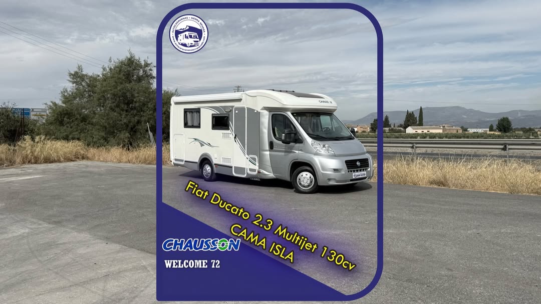 Perfilada CHAUSSON Welcome 72 Autocaravanas Sierra Nevada empresa con más de 20 años de experiencia en el sector de venta de ocasión os ofrece esta magnífica casa rodante.🗣️👉 Para más información o precio 💵 consulté en nuestra página web www.autocaravanassierranevada.com ➡️🌐💻 o haga click👉🖱️ en nuestro enlace ⬇️👇 https://autocaravanassierranevada.com/listings/chausson-welcome-72/ ¿Quieres pagar a plazos? Llama y te informamos sin compromiso 📞617795719 📞621251555 Extras 👇 MOTOR: Fiat Ducato 2.3 MultiJet 130cv AÑO: 2010 KM: 53.000 Medidas: 6,90m x 2,70m Plazas viajar: 4 Plazas dormir: 4 * Medida Garaje con doble portón: (2,15m x 0,80m x 1,00m) * Camas (Isla /Salón Convertible) Extras: Aire acondicionado (de motor) AirBag (conductor y copilo) Cierre centralizado (en cabina) Espejos electicos Elevalunas eléctricos Radio (CD-USB-AUX) Asientos giratorios Mosquiteras en ventanas, claraboyas y puerta principal Claraboyas transparentes y Claraboya panorámica XXL en cabina Claraboya XXL en salón TurboVent (en dormitorio) Frigo DOMETIC (220v, Gas, 12v) 97L capacidad Ducha con mampara dentro de aseo Batería de 95ah. Calefacción WEBASTO por gasoil y Truma Boiler Tv 12v. (LCD-HDMI-USB-DVD) Escalón de doble peldaño integrado Toldo OMNISTOR de 3,5m. Neumáticos reforzados especial camper #autocaravanastyle #viajarconniños #viajarenautocaravanaconniños #roadtrip #autocaravanaadventure #ventadeautocaravanas #autocaravanassierranevada #autocaravantravel #autocaravanaenlaplaya #kitcamping #differentholidays #camaisla #motorhome #caravanas1000 #camper #motorhome