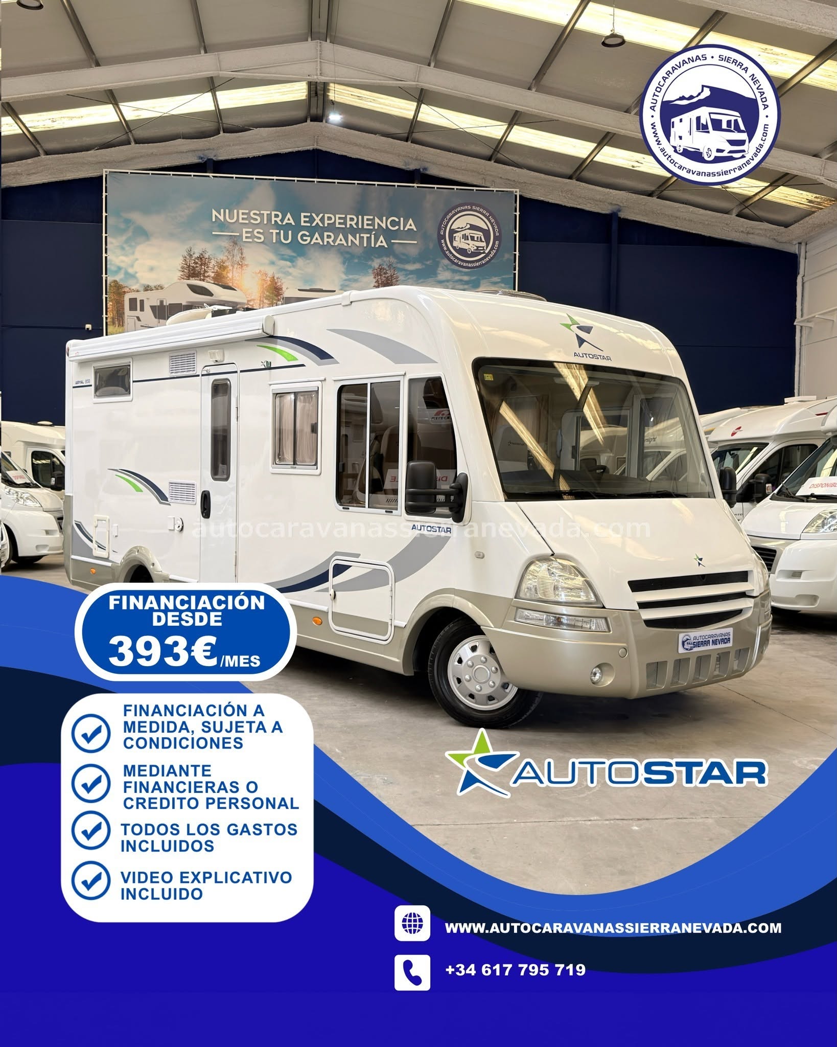 V25/111 AUTOCARAVANA INTEGRAL AUTOSTAR ARYAL En Autocaravanas Sierra Nevada llevamos más de 22 años ayudando a nuestros clientes a cumplir el sueño de viajar con libertad. Cada vehículo es revisado y reacondicionado a fondo, cuidando cada detalle para que luzca, funcione y se sienta como nuevo, preparado para ofrecer años de fiabilidad y disfrute. Para más información o precio 💵 consulte en nuestra web www.autocaravanassierranevada.com o haga click 👉🖱️ en nuestro enlace ⬇️👇 https://autocaravanassierranevada.com/autocaravanas/autostar-aryal-v25-111/ ¿Quieres pagar a plazos? Llama y te informamos sin compromiso 📞617 79 57 19 📞687 85 35 11 EQUIPAMIENTO Y EXTRAS 👇 MOTOR: RENAULT 2.5 DCI 150CV AÑO: 2007 KM: 126.000 Medidas exteriores: 6,60m x 2,88m Plazas: 4 Extras y Equipamiento: * Medida maletero: (1,20m x 1,10m x 0,55m) * Camas (Francesa/ Colgante en cabina) Aire acondicionado de motor Airbag (conductor) Cierre centralizado Espejos eléctricos Elevalunas eléctricos (conductor) Equipo Multimedia Cámara de visión trasera Oscurecedores REMIS en cabina Asientos Giratorios Mosquiteras en ventanas y claraboyas Claraboyas transparentes y claraboya XXL en salón Frigo THETFORD (220v, Gas, 12v, Auto) 145L capacidad Extractor de humos Ducha con mampara dentro de aseo Batería de 95ah 2 Placas solares 100w Calefacción Trumatic C Escalon eléctrico de aluminio Toldo TRISTOR de 3.40m Portabicis para 3 Ducha exterior Neumáticos reforzados especial camper www.autocaravanassierranevada.com #autocaravanasgranada #ocasión #autocaravanas #reel #vanlife