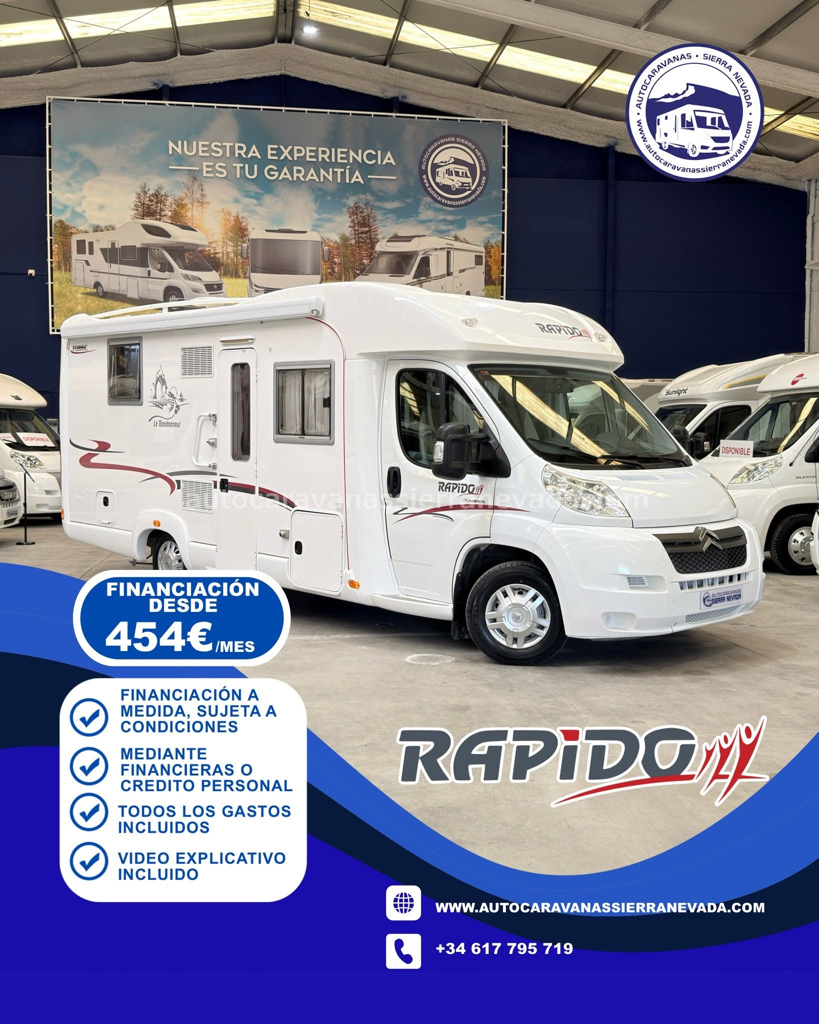 A26/01 AUTOCARAVANA PERFILADA RAPIDO 7086 En Autocaravanas Sierra Nevada llevamos más de 22 años ayudando a nuestros clientes a cumplir el sueño de viajar con libertad. Cada vehículo es revisado y reacondicionado a fondo, cuidando cada detalle para que luzca, funcione y se sienta como nuevo, preparado para ofrecer años de fiabilidad y disfrute. Para más información o precio 💵 consulté en nuestra web www.autocaravanassierranevada.com o haga click 👉🖱️ en nuestro enlace ⬇️👇 https://autocaravanassierranevada.com/autocaravanas/rapido-7086-a26-01/ ¿Quieres pagar a plazos? Llama y te informamos sin compromiso 📞617 79 57 19 📞687 85 35 11 EQUIPAMIENTO Y EXTRAS 👇 MOTOR: CITRÖEN 2.2 HDI 120CV AÑO: 2009 KM: 46.000 Medidas exteriores: 6,00m x 2,70m Plazas: 4 Extras y Equipamiento: * Medida maletero: (1,76m x 1,10m x 0,55m) *Camas (Francesa/ Salón convertible) *Amplio salón face to face *Suspensión neumática Aire acondicionado de motor Airbag (conductor) Cierre centralizado Espejos eléctricos Elevalunas eléctricos Equipo Multimedia Asientos Giratorios Mosquiteras en ventanas y claraboyas Claraboyas transparentes y panorámica XXL en cabina Ventana PRACTICABLE con mosquitera en puerta principal Frigo Dometic (220v, Gas, 12v, Auto) 143L capacidad Extractor de humos Horno a gas Ducha con mampara dentro de aseo Batería de 95ah 2 Placas solares 100w Calefacción Truma Trumatic C 1 TV 12V Escalon doble peldaño integrado Toldo FIAMMA de 4m Baca de aluminio Portabicis para 2 7 Cierres de seguridad Neumáticos reforzados especial camper www.autocaravanassierranevada.com #autocaravanasgranada #autocaravanaocasion #autocaravanasdeocasion #ventaautocaravana #compraautocaravana #autocaravanabarata #caravaningandalucia #autocaravanasur #granadaturismo #granadaocasion #andaluciavanlife #vanlife #camperlife #motorhome #campervan #viajarenautocaravana #caravaninglife #aventuraenruta #viajeslibres #escapadarural #naturalezaylibertad #viajarporelmundo #rutavanlife #descubreespaña