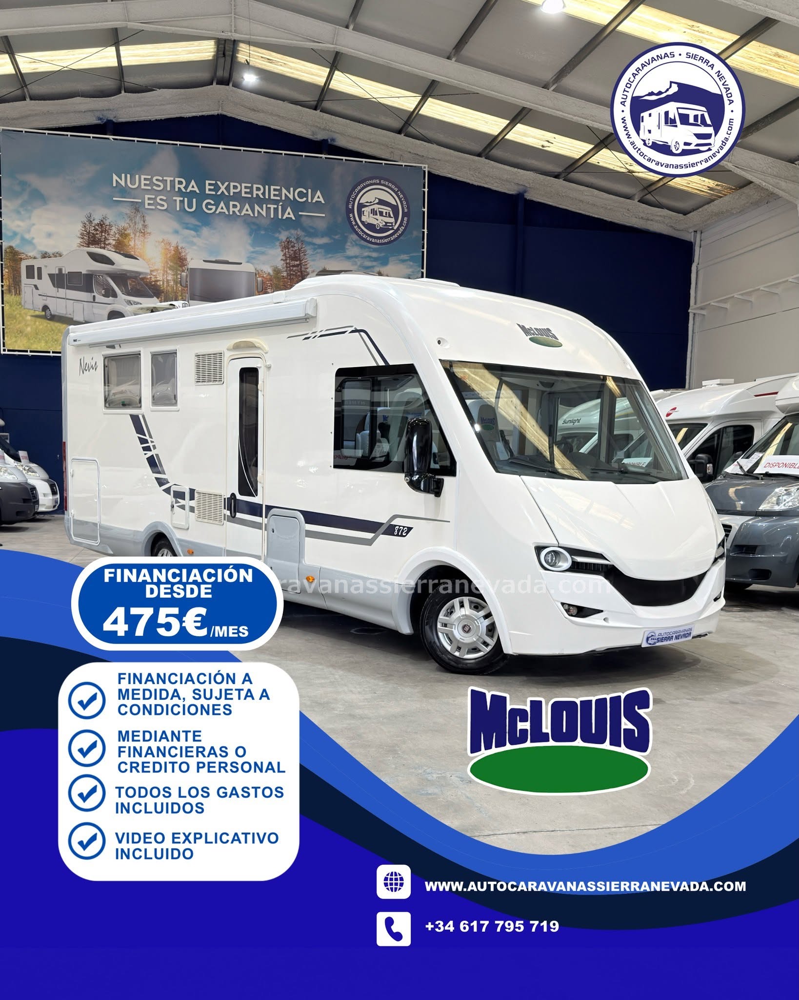 V26/10 AUTOCARAVANA INTEGRAL MCLOUIS NEVIS 872 En Autocaravanas Sierra Nevada llevamos más de 22 años ayudando a nuestros clientes a cumplir el sueño de viajar con libertad. Cada vehículo es revisado y reacondicionado a fondo, cuidando cada detalle para que luzca, funcione y se sienta como nuevo, preparado para ofrecer años de fiabilidad y disfrute. Para más información o precio 💵 consulté en nuestra web www.autocaravanassierranevada.com o haga click 👉🖱️ en nuestro enlace ⬇️👇 https://autocaravanassierranevada.com/autocaravanas/mclouis-nevis-872-v26-10/ ¿Quieres pagar a plazos? Llama y te informamos sin compromiso 📞617 79 57 19 📞687 85 35 11 EQUIPAMIENTO Y EXTRAS 👇 MOTOR: FIAT DUCATO 2.3 MULTIJET 130cv AÑO: 2011 KM: 127.000 Medidas exteriores: 7,40m x 2,90m Plazas: 4 Extras y Equipamiento: * Medida maletero doble portón (2,20m x 0,97m x 0,90m) * Camas (Colgante en cabina/ Isla) Aire acondicionado de motor Airbag (conductor y copiloto) ASR Elevalunas eléctricos (conductor) Equipo Multimedia Asientos Giratorios Oscurecedores REMIS en cabina completa Mosquiteras en ventanas y claraboyas Claraboyas transparentes y Claraboya xxl en salón TurboVent Frigo THETFORD (220v, Gas, 12v, Auto) 141L capacidad Extractor de Humos Horno a gas Ducha con mampara separada de aseo Batería de 95ah. 1 Placa solar 100w TV 12 V. Escalon doble peldaño integrado Toldo OMNISTOR THULE de 4m Portabicis para 2 Neumáticos reforzados especial camper www.autocaravanassierranevada.com #autocaravanasgranada #autocaravanaocasion #autocaravanasdeocasion #ventaautocaravana #compraautocaravana #autocaravanabarata #caravaningandalucia #autocaravanasur #granadaturismo #granadaocasion #andaluciavanlife #vanlife #camperlife #motorhome #campervan #viajarenautocaravana #caravaninglife #aventuraenruta #viajeslibres #escapadarural #naturalezaylibertad #viajarporelmundo #rutavanlife #descubreespaña
