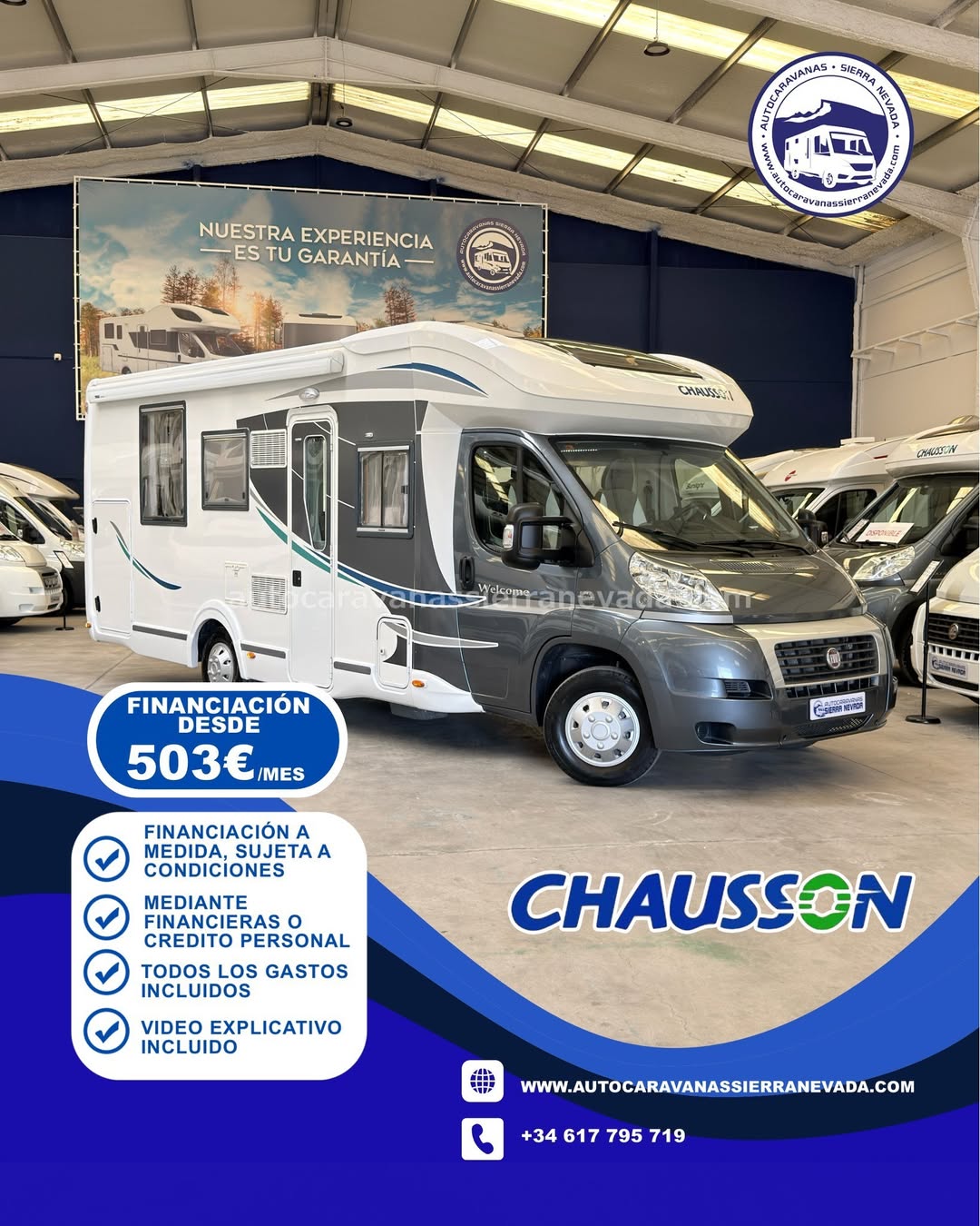 E26/20 AUTOCARAVANA PERFILADA CHAUSSON WELCOME 79EB En Autocaravanas Sierra Nevada llevamos más de 22 años ayudando a nuestros clientes a cumplir el sueño de viajar con libertad. Cada vehículo es revisado y reacondicionado a fondo, cuidando cada detalle para que luzca, funcione y se sienta como nuevo, preparado para ofrecer años de fiabilidad y disfrute. Para más información o precio 💵 consulté en nuestra web www.autocaravanassierranevada.com o haga click 👉🖱️ en nuestro enlace ⬇️👇 https://autocaravanassierranevada.com/autocaravanas/challenger-mageo-118/ ¿Quieres pagar a plazos? Llama y te informamos sin compromiso 📞617 79 57 19 📞687 85 35 11 EQUIPAMIENTO Y EXTRAS 👇 MOTOR: FIAT DUCATO 2.3 MULTIJET 130cv AÑO: 2013 KM: 42.000 Medidas exteriores: 7,00m x 2,90m Plazas: 4 Extras y Equipamiento: * Medida maletero con doble acceso: (2,15m x 0,90m x 1,20m) * Camas (Isla elevable eléctrica/ Colgante eléctrica en salón) Aire acondicionado de motor Airbag (conductor y copiloto) Cierre centralizado (cabina) Espejos eléctricos Velocidad de Crucero Elevalunas eléctricos Equipo Multimedia Sensor de aparcamiento Oscurecedores REMIS en cabina Asientos Giratorios Mosquiteras en ventanas y claraboyas Ventana PRACTICABLE con mosquitera en puerta principal Claraboya panorámica XXL en cabina TurboVent Frigo DOMETIC (220v, Gas, 12v, Auto) 190L capacidad Ducha con mampara separada de aseo Inversor 2000w Batería de 95ah 1 Placa solar 100w Calefacción webasto por diesel TV 12 V. Escalon doble peldaño integrado Toldo THULE de 4m Portabicis para 3 Neumáticos reforzados especial camper www.autocaravanassierranevada.com #autocaravanasgranada #autocaravanaocasion #autocaravanasdeocasion #ventaautocaravana #compraautocaravana #autocaravanabarata #caravaningandalucia #autocaravanasur #granadaturismo #granadaocasion #andaluciavanlife #vanlife #camperlife #motorhome #campervan #viajarenautocaravana #caravaninglife #aventuraenruta #viajeslibres #escapadarural #naturalezaylibertad #viajarporelmundo #rutavanlife #descubreespaña