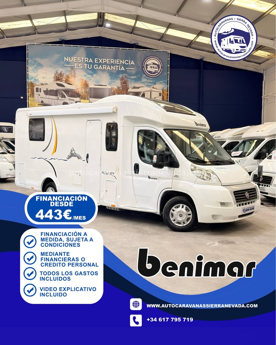 E26/27 AUTOCARAVANA PERFILADA BENIMAR MILEO 885 En Autocaravanas Sierra Nevada llevamos más de 22 años ayudando a nuestros clientes a cumplir el sueño de viajar con libertad. Cada vehículo es revisado y reacondicionado a fondo, cuidando cada detalle para que luzca, funcione y se sienta como nuevo, preparado para ofrecer años de fiabilidad y disfrute. Para más información o precio 💵 consulté en nuestra web www.autocaravanassierranevada.com o haga click 👉🖱️ en nuestro enlace ⬇️👇 https://autocaravanassierranevada.com/autocaravanas/benimar-mileo-885-e26-27/ ¿Quieres pagar a plazos? Llama y te informamos sin compromiso 📞617 79 57 19 📞687 85 35 11 EQUIPAMIENTO Y EXTRAS 👇 MOTOR: FIAT DUCATO 2.3 MULTIJET 130cv AÑO: 2011 KM: 84.000 Medidas exteriores: 6,70m x 2,80m Plazas: 4 Extras y Equipamiento: * Medidas maletero con doble portón : (2,15m x 1,40m x 0,70m) * Camas (Francesa Lateral/Salón convertible para 1) Aire acondicionado (de motor) Airbag(en conductor y copiloto) Velocidad de Crucero Cierre centralizado(en cabina) Espejos eléctricos Elevalunas eléctricos Equipo Multimedia Asientos giratorios Mosquiteras en ventanas, claraboyas y puerta principal Claraboyas transparentes y panorámica xxl en cabina y salón Frigo THETFORD (220v, Gas, 12v, Auto) 141L Ducha con mampara dentro de aseo Batería de 95ah. Placa Solar de 100w Calefacción webasto a gasoil TV a 12V. Escalón doble peldaño integrado Toldo TRISTOR de 3,5m Portabicis para 3 Neumáticos reforzados especial camper www.autocaravanassierranevada.com #autocaravanasgranada #autocaravanaocasion #autocaravanasdeocasion #ventaautocaravana #compraautocaravana #autocaravanabarata #caravaningandalucia #autocaravanasur #granadaturismo #granadaocasion #andaluciavanlife #vanlife #camperlife #motorhome #campervan #viajarenautocaravana #caravaninglife #aventuraenruta #viajeslibres #escapadarural #naturalezaylibertad #viajarporelmundo #rutavanlife #descubreespaña