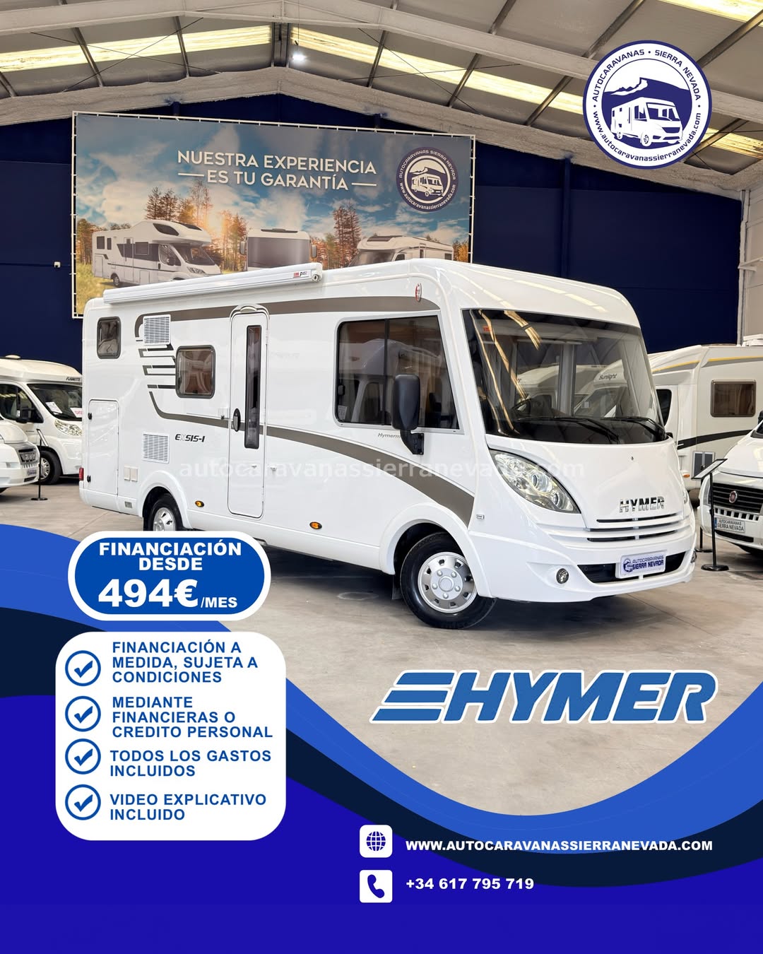 E26/33 AUTOCARAVANA INTEGRAL HYMER EXSIS EX 524 En Autocaravanas Sierra Nevada llevamos más de 22 años ayudando a nuestros clientes a cumplir el sueño de viajar con libertad. Cada vehículo es revisado y reacondicionado a fondo, cuidando cada detalle para que luzca, funcione y se sienta como nuevo, preparado para ofrecer años de fiabilidad y disfrute. Para más información o precio 💵 consulté en nuestra web www.autocaravanassierranevada.com o haga click 👉🖱️ en nuestro enlace ⬇️👇 https://autocaravanassierranevada.com/autocaravanas/hymer-exsis-ex-524-e26-33/ ¿Quieres pagar a plazos? Llama y te informamos sin compromiso 📞617 79 57 19 📞687 85 35 11 EQUIPAMIENTO Y EXTRAS 👇 MOTOR: FIAT DUCATO 2.3 MULTIJET 130cv AÑO: 2014 KM: 42.000 Medidas exteriores: 6,60m x 2,80m Plazas: 4 Extras y Equipamiento: * Medidas maletero con doble portón : (1,90m x 0,95m x 1,35m) * Camas (Literas/Colgante en cabina) CHASIS ALKO Aire acondicionado (de motor) Airbag(en conductor y copiloto) Velocidad de Crucero Elevalunas eléctricos (conductor) Espejos eléctricos Equipo Multimedia Asientos giratorios Cámara de visión trasera Oscurecedores REMIS de tela en luna y cortinas laterales Mosquiteras en ventanas, claraboyas y puerta principal Claraboyas transparentes y claraboya xxl en salón Frigo DOMETIC (220v, Gas, 12v, Auto) 160L Horno a gas Ducha con mampara dentro de aseo Batería de 95ah. Placa Solar de 100w Calefacción Truma combi Escalón eléctrico de aluminio Toldo FIAMMA de 3m 1 Cierre de seguridad Neumáticos reforzados especial camper www.autocaravanassierranevada.com #autocaravanasgranada #autocaravanaocasion #autocaravanasdeocasion #ventaautocaravana #compraautocaravana #autocaravanabarata #caravaningandalucia #autocaravanasur #granadaturismo #granadaocasion #andaluciavanlife #vanlife #camperlife #motorhome #campervan #viajarenautocaravana #caravaninglife #aventuraenruta #viajeslibres #escapadarural #naturalezaylibertad #viajarporelmundo #rutavanlife #descubreespaña