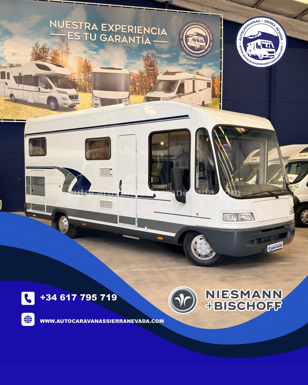 V26/04 AUTOCARAVANA INTEGRAL NIESMANN + BISCHOFF En Autocaravanas Sierra Nevada llevamos más de 22 años ayudando a nuestros clientes a cumplir el sueño de viajar con libertad. Cada vehículo es revisado y reacondicionado a fondo, cuidando cada detalle para que luzca, funcione y se sienta como nuevo, preparado para ofrecer años de fiabilidad y disfrute. Para más información o precio 💵 consulté en nuestra web www.autocaravanassierranevada.com o haga click 👉🖱️ en nuestro enlace ⬇️👇 https://autocaravanassierranevada.com/autocaravanas/niesmann-bischoff-v26-04/ ¿Quieres pagar a plazos? Llama y te informamos sin compromiso 📞617 79 57 19 📞687 85 35 11 EQUIPAMIENTO Y EXTRAS 👇 MOTOR: FIAT DUCATO 2.8 JTD 122CV KM: 119.000 Medidas exteriores: 6,90m x 3,10m Plazas: 4 Extras y Equipamiento: Medidas maletero con doble portón: (2,20m x 1,35m x 1,15m) Camas (Transversal/Colgante) CHASIS ALKO Aire acondicionado (de motor) Equipo Multimedia Asientos giratorios Oscurecedores en ventanas laterales y persiana en luna delantera Mosquiteras en ventanas y puerta principal Claraboyas transparentes Frigo ELECTROLUX (220v, Gas, 12v, Auto) 103L Ducha con mampara separada de aseo 2 Placas Solares de 100w Bateria de 95ah Calefacción por caldera Alde Escalón eléctrico de aluminio Neumáticos reforzados especial camper www.autocaravanassierranevada.com