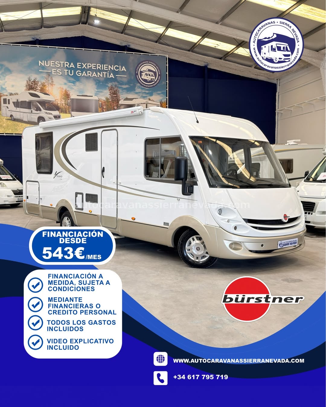 V26/12 AUTOCARAVANA INTEGRAL BURSTNER VISEO I726 En Autocaravanas Sierra Nevada llevamos más de 22 años ayudando a nuestros clientes a cumplir el sueño de viajar con libertad. Cada vehículo es revisado y reacondicionado a fondo, cuidando cada detalle para que luzca, funcione y se sienta como nuevo, preparado para ofrecer años de fiabilidad y disfrute. Para más información o precio 💵 consulté en nuestra web www.autocaravanassierranevada.com o haga click 👉🖱️ en nuestro enlace ⬇️👇 https://autocaravanassierranevada.com/autocaravanas/burstner-viseo-i726-v26-12/ ¿Quieres pagar a plazos? Llama y te informamos sin compromiso 📞617 79 57 19 📞687 85 35 11 EQUIPAMIENTO Y EXTRAS 👇 MOTOR: FIAT DUCATO 2.3 MULTIJET 130cv AÑO: 2011 KM: 90.000 Medidas exteriores: 7,30m x 2,83m Plazas: 4 Extras y Equipamiento: * Medidas maletero: (2,10m x 0,90m x 0,90m) * Camas (Isla con cabecero eléctrico/Colgante en cabina) Aire acondicionado (de motor) Airbag(en conductor y copiloto) Velocidad de Crucero Espejos eléctricos Elevalunas eléctricos (conductor) Equipo Multimedia Cámara de visión trasera Asientos giratorios Oscurecedores REMIS en cabina completa Mosquiteras en ventanas y claraboyas Claraboyas transparentes y claraboya xxl en salón Frigo DOMETIC (220v, Gas, 12v, Auto) 154L Ducha con mampara separada de aseo Batería de 100ah. Placa Solar de 100w Calefacción Truma combi TV a 12V Escalón eléctrico de aluminio Toldo FIAMMA de 3,90m Portabicis para 2 Neumáticos reforzados especial camper www.autocaravanassierranevada.com #autocaravanasgranada #autocaravanaocasion #autocaravanasdeocasion #ventaautocaravana #compraautocaravana #autocaravanabarata #caravaningandalucia #autocaravanasur #granadaturismo #granadaocasion #andaluciavanlife #vanlife #camperlife #motorhome #campervan #viajarenautocaravana #caravaninglife #aventuraenruta #viajeslibres #escapadarural #naturalezaylibertad #viajarporelmundo #rutavanlife #descubreespaña