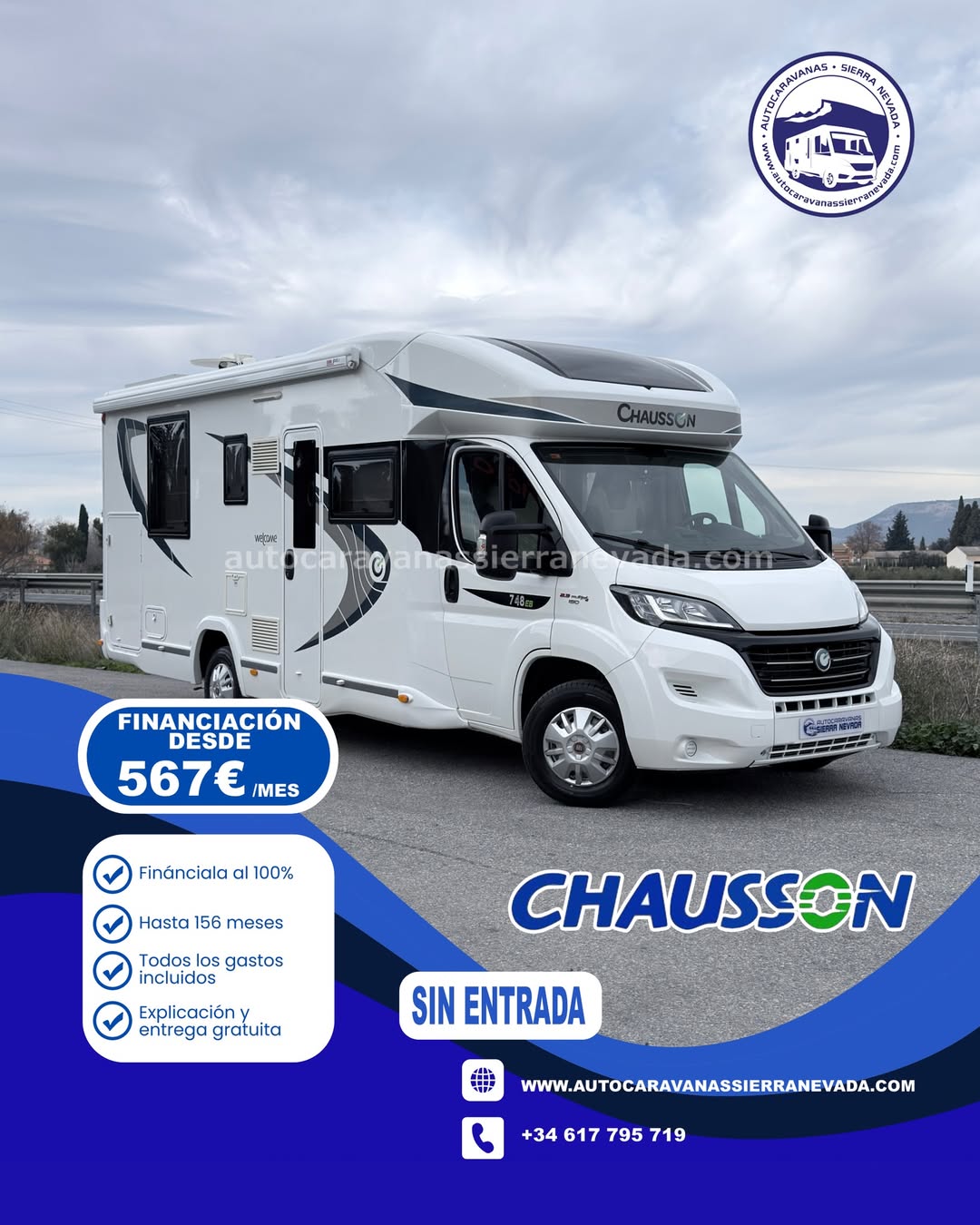 AUTOCARAVANA PERFILADA CHAUSSON WELCOME 748 EB

En Autocaravanas Sierra Nevada llevamos más de 20 años ayudando a nuestros clientes a cumplir el sueño de viajar con libertad.

Cada vehículo pasa por una revisión exhaustiva de más de 30 puntos, realizada por técnicos especializados que garantizan su perfecto funcionamiento.

Para más información o precio 💵 consulté en nuestra web www.autocaravanassierranevada.com

o haga click 👉🖱️ en nuestro enlace ⬇️👇

https://autocaravanassierranevada.com/listings/chausson-welcome-748-eb-e25-116/

¿Quieres pagar a plazos?
Llama y te informamos sin compromiso

📞617 79 57 19
📞687 85 35 11

EQUIPAMIENTO Y EXTRAS 👇

MOTOR: FIAT DUCATO 2.3 MULTIJET 150cv
AÑO: 2018
KM: 58.000
Medidas exteriores: 7,40m x 3,00m
Plazas: 4

Extras y Equipamiento:

* Medidas maletero: (2,15m x 0,90m x 1,20m)
* Camas (Colgante eléctrica en Salón /Isla elevable)
* Suspensión Neumática
* Cambio Automático

- Aire acondicionado (de motor)
- Airbag (Conductor y Copiloto)
- Velocidad de Crucero
- Cierre Centralizado
- Espejos eléctricos
- Elevalunas eléctricos
- Equipo Multimedia
- Cámara de visión trasera
- Asientos Giratorios
- Oscurecedores REMIS en cabina completa
- Mosquiteras en ventanas, claraboyas y puerta principal
- Claraboya transparentes y Claraboya panorámica xxl en cabina
- TurboVent
- Frigo THETFORD (220v, Gas, 12v, Auto) 142L
- Ducha con mampara separada de aseo
- Batería de 100ah.
- Placa solar 100w
- Calefacción Truma Inet Ready a gasoil
- TV 12 V.
- Escalón doble peldaño integrado
- Toldo FIAMMA de 4m.
- Neumáticos reforzados especial camper

www.autocaravanassierranevada.com

#autocaravanasgranada
#autocaravanaocasion
#autocaravanasdeocasion
#ventaautocaravana
#compraautocaravana
#autocaravanabarata
#caravaningandalucia
#autocaravanasur
#granadaturismo
#granadaocasion
#andaluciavanlife
#vanlife
#camperlife
#motorhome
#campervan
#viajarenautocaravana
#caravaninglife
#aventuraenruta
#viajeslibres
#escapadarural
#naturalezaylibertad
#viajarporelmundo
#rutavanlife
#descubreespaña