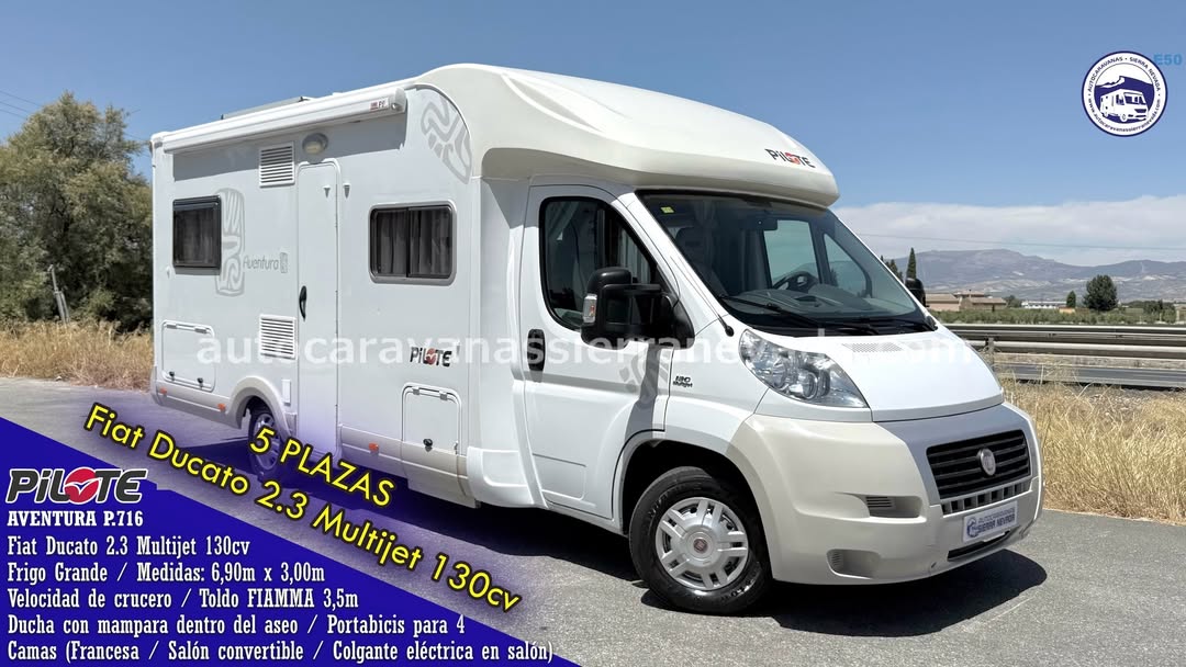 Perfilada PILOTE Aventura P.716

Autocaravanas Sierra Nevada empresa con más de 20 años de experiencia en el sector de venta de ocasión os ofrece esta magnífica casa rodante.🗣️👉 Para más información o precio 💵 consulté en nuestra página web

www.autocaravanassierranevada.com

➡️🌐💻 o haga click👉🖱️ en nuestro enlace ⬇️👇

https://autocaravanassierranevada.com/listings/pilote-aventura-p-716-3/

¿Quieres pagar a plazos?
Llama y te informamos sin compromiso

📞617795719
📞621251555

Extras 👇

MOTOR: Fiat Ducato 2.3 MultiJet 130cv
AÑO: 2009
KM: 96.000
Medidas: 6,90m x 3,00m
Plazas viajar: 5
Plazas dormir: 6
* Medida Garaje: (1,35m x 1,90m x 0,70m)
* Camas (Francesa / Colgante eléctrica en Salón / Salón Convertible)

Extras:
Aire acondicionado (de motor)
AirBag (sólo conductor)
Velociadad de crucero
Cierre centralizado en cabina
Elevalunas eléctricos
Espejos eléctricos
Radio (2DIN - CD)
Asientos giratorios
Mosquiteras en ventanas, claraboyas
Claraboyas transparentes y Claraboya XXL en cocina
Frigo THETFORD (220v, Gas, 12v, Auto) 149L capacidad
Extractor de humos
Horno
Ducha con mampara dentro de aseo
Batería de 95ah.
Placa solar de 100w.
Calefacción Truma Combi
Escalón doble peldaño integrado
Toldo FIAMMA de 3,5m.
Portabicis para 4
Patas estabilizadoras
Neumáticos reforzados marca FIRESTONE especial camper

#autocaravanastyle #viajarconniños #viajarenautocaravanaconniños #roadtrip #autocaravanaadventure #ventadeautocaravanas #autocaravanassierranevada #autocaravantravel #autocaravanaenlaplaya #kitcamping #differentholidays #camaisla #motorhome #caravanas1000 #camper #motorhome #rv #campingwithdogs #campingcar